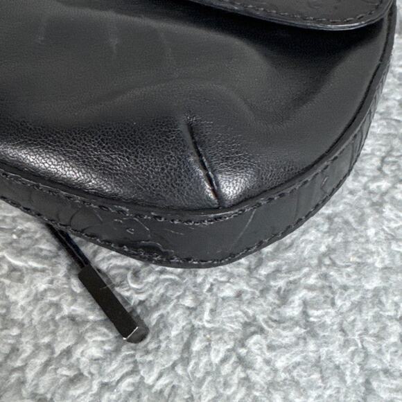 Via Spiga.Embossed Clutch Africa Collection Black Leather Indie Boho Designer - Picture 10 of 12